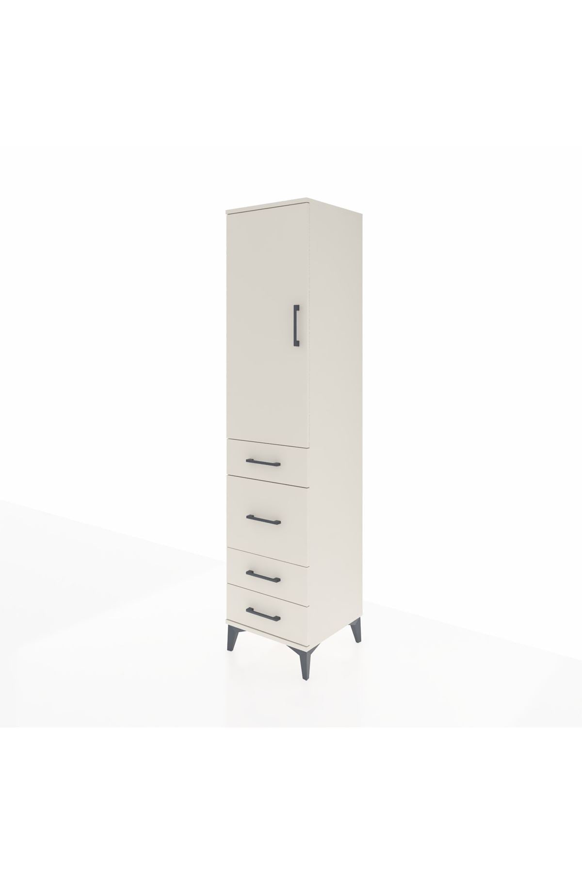 Hyperion Dolap 3 Raflı 4 Çekmeceli Tek Kapaklı 44x44x195 Aytaşı-Aytaşı