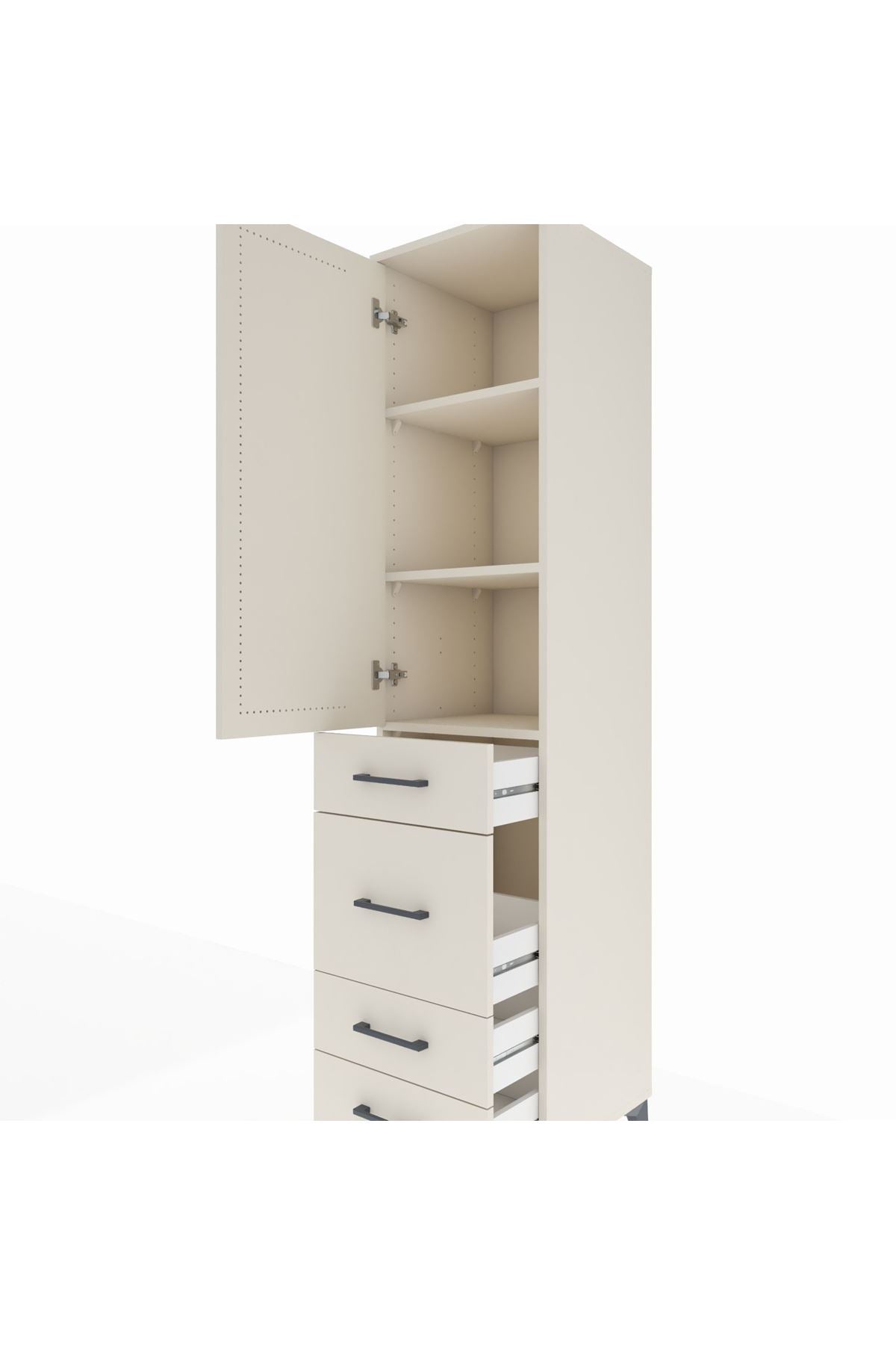 Hyperion Dolap 3 Raflı 4 Çekmeceli Tek Kapaklı 44x44x195 Aytaşı-Aytaşı