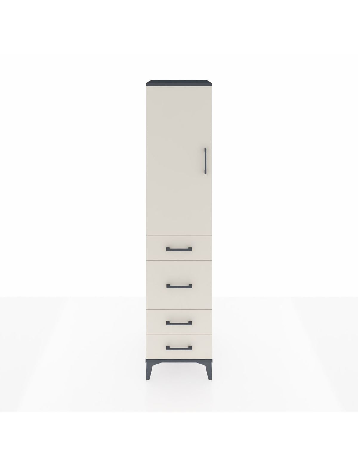 Hyperion Dolap 3 Raflı 4 Çekmeceli Tek Kapaklı 44x44x195 Antrasit-Aytaşı