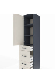 Hyperion Dolap 3 Raflı 4 Çekmeceli Tek Kapaklı 44x44x195 Antrasit-Aytaşı