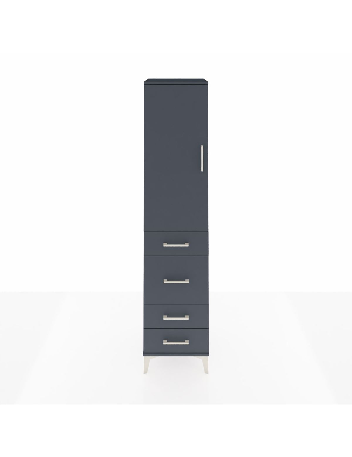 Hyperion Dolap 3 Raflı 4 Çekmeceli Tek Kapaklı 44x44x195 Antrasit-Antrasit