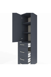 Hyperion Dolap 3 Raflı 4 Çekmeceli Tek Kapaklı 44x44x195 Antrasit-Antrasit