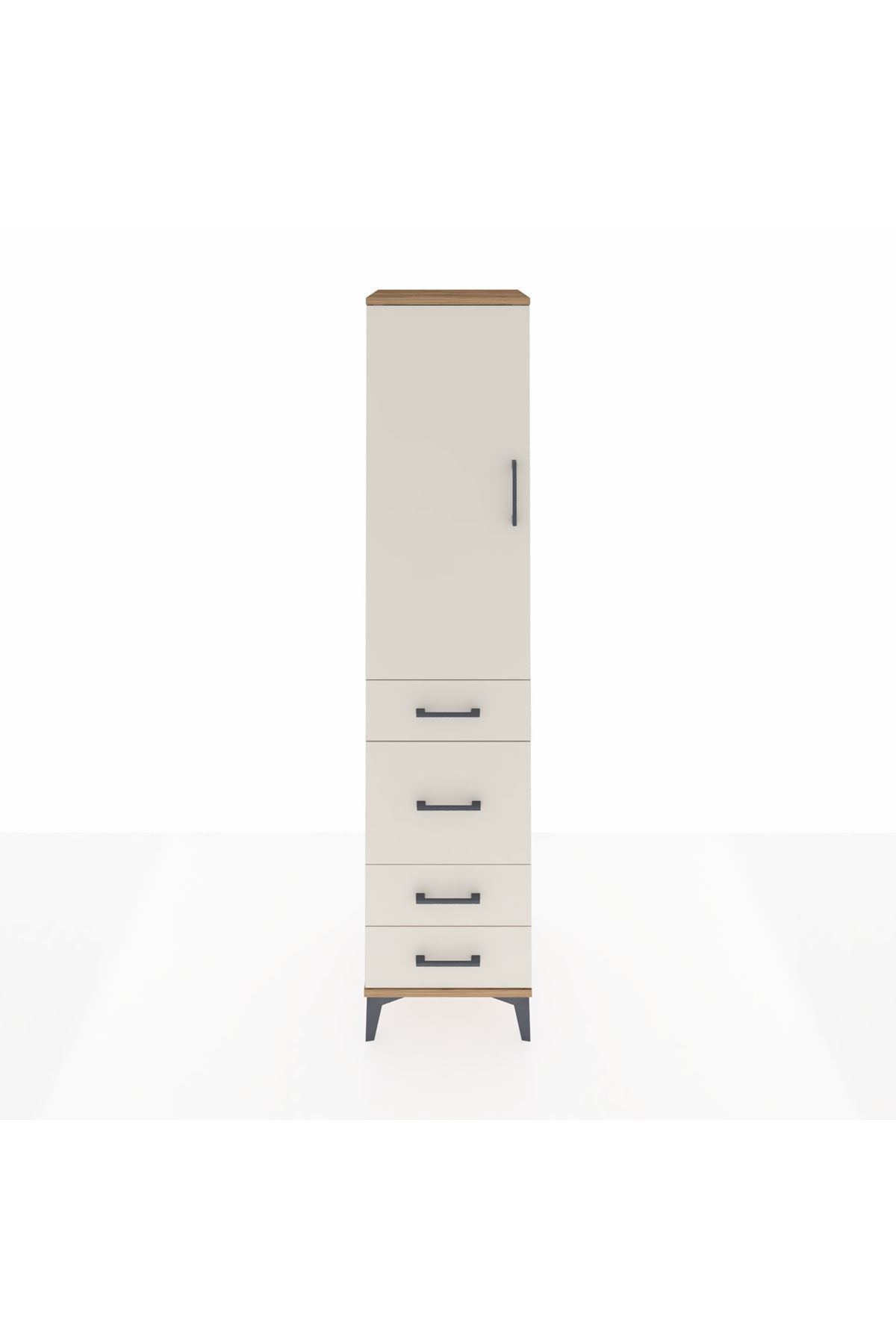 Hyperion Dolap 3 Raflı 4 Çekmeceli Tek Kapaklı 44x44x195 Çam-Aytaşı