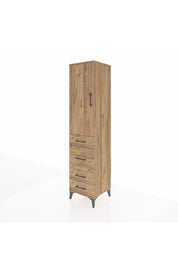 Hyperion Dolap 3 Raflı 4 Çekmeceli Tek Kapaklı 44x44x195 Çam-Çam