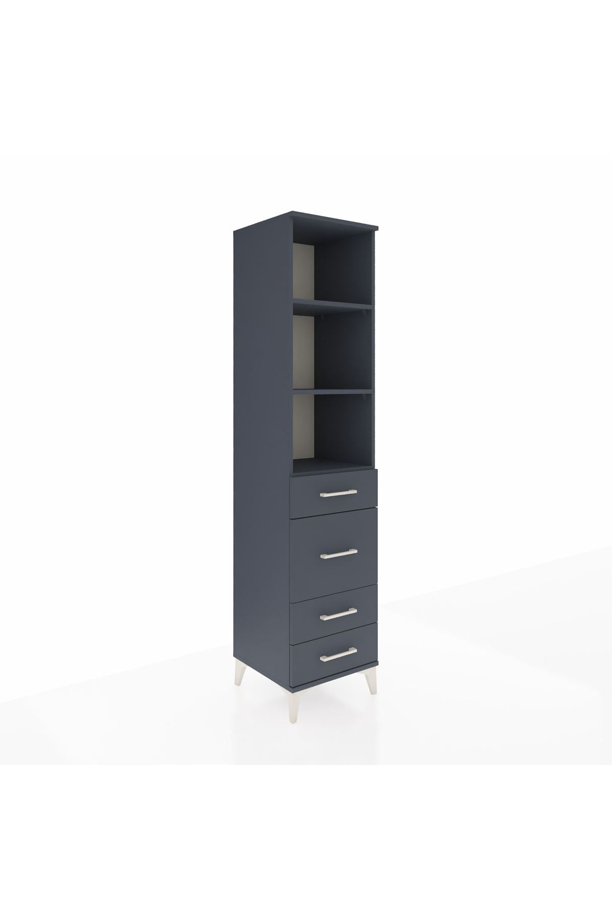 Hyperion Dolap 3 Raflı 4 Çekmeceli 44x44x195 Antrasit-Antrasit