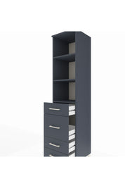 Hyperion Dolap 3 Raflı 4 Çekmeceli 44x44x195 Antrasit-Antrasit