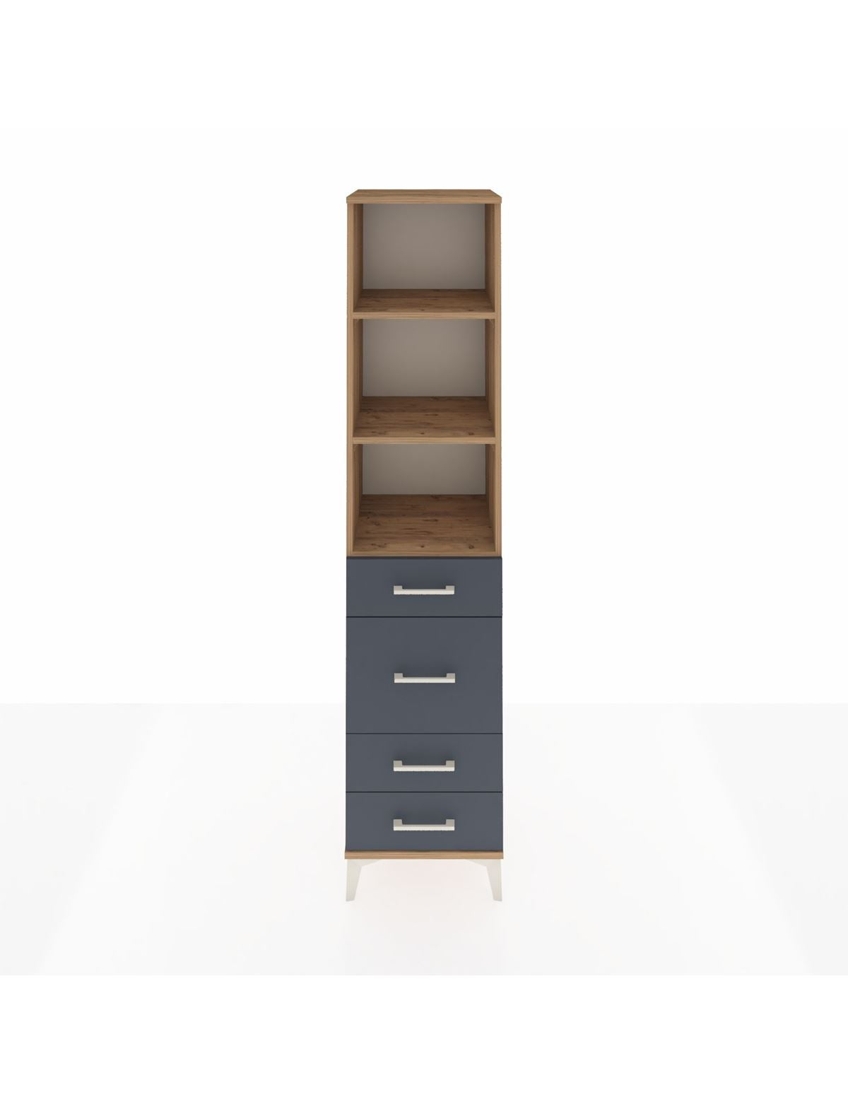 Hyperion Dolap 3 Raflı 4 Çekmeceli 44x44x195 Çam-Antrasit