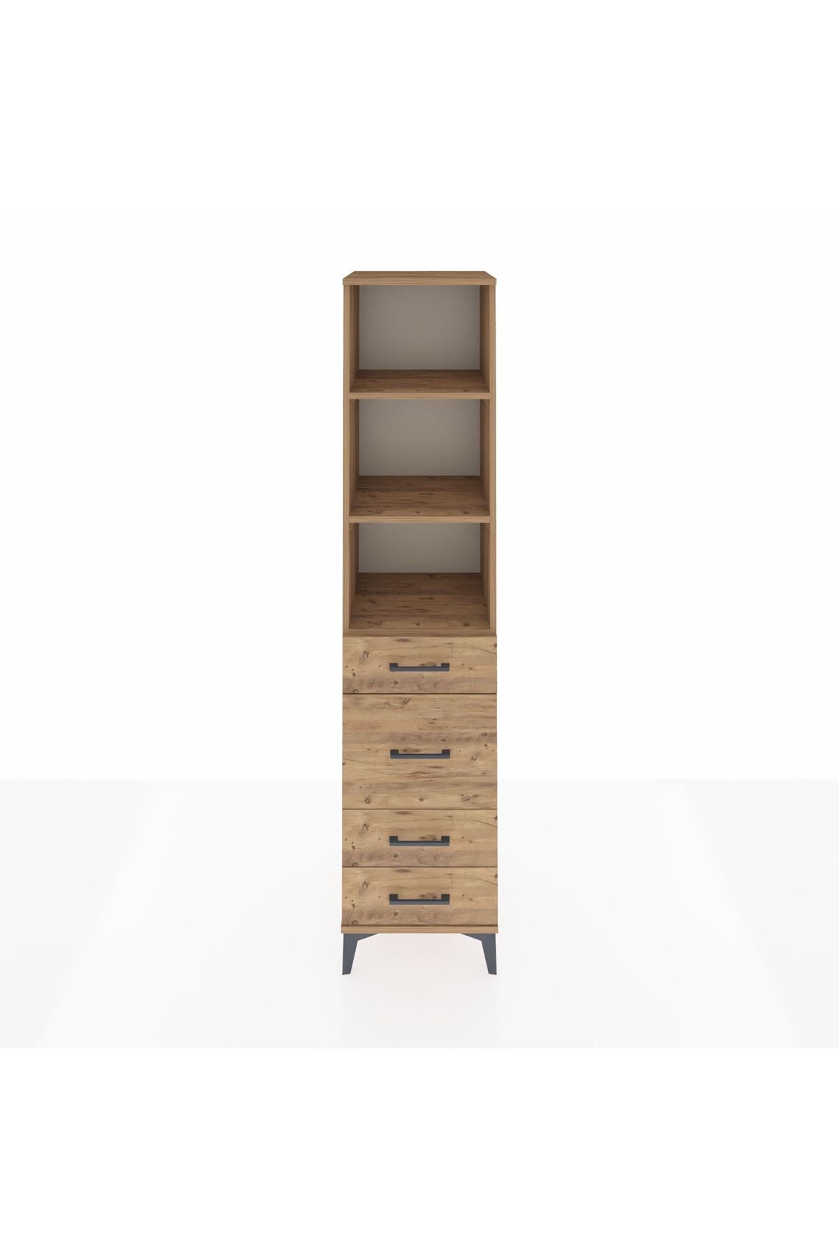 Hyperion Dolap 3 Raflı 4 Çekmeceli 44x44x195 Çam-Çam