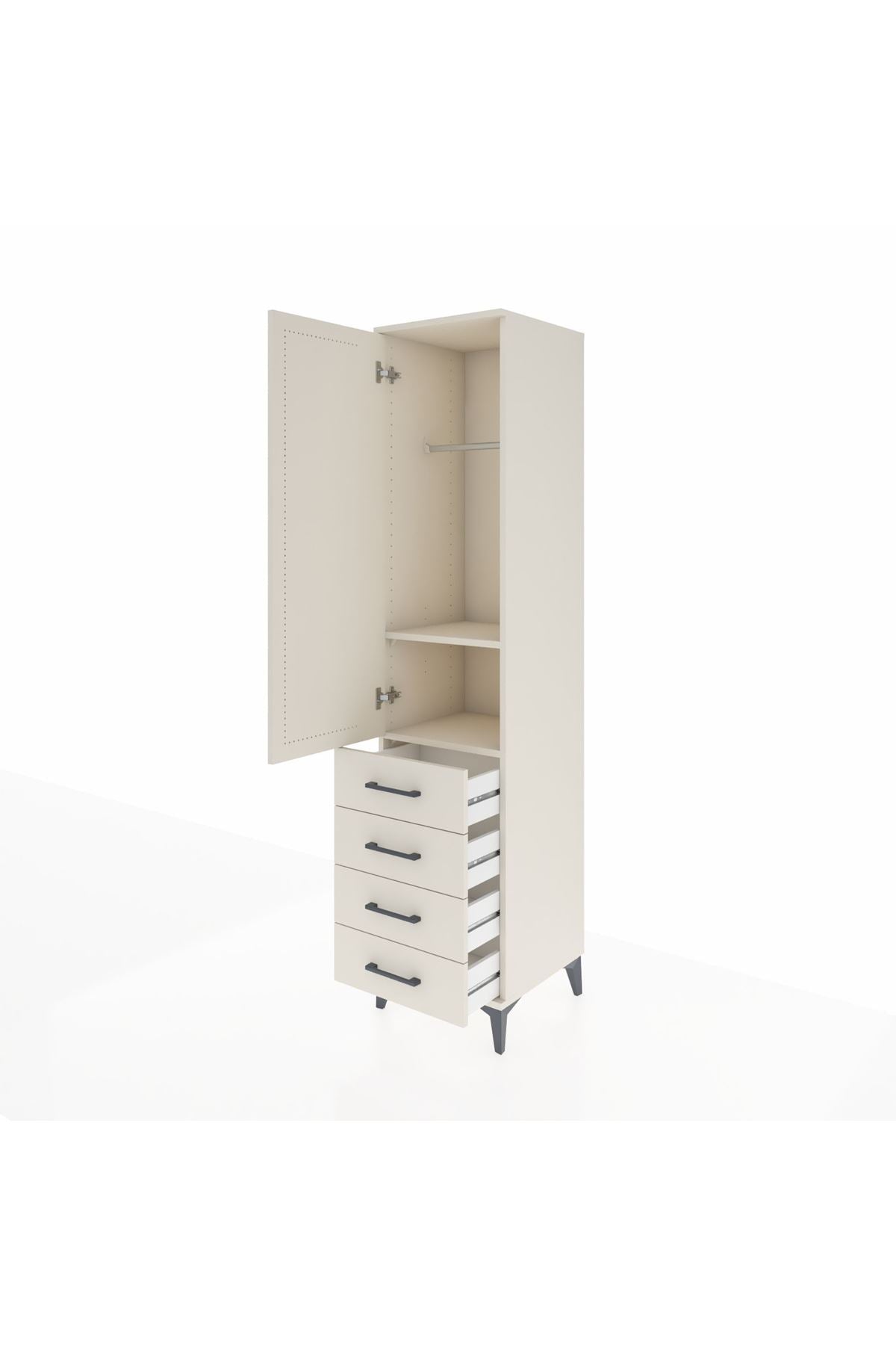 Hyperion Dolap 2 Raflı 4 Çekmeceli Tek Askılı 44x44x195 Aytaşı-Aytaşı