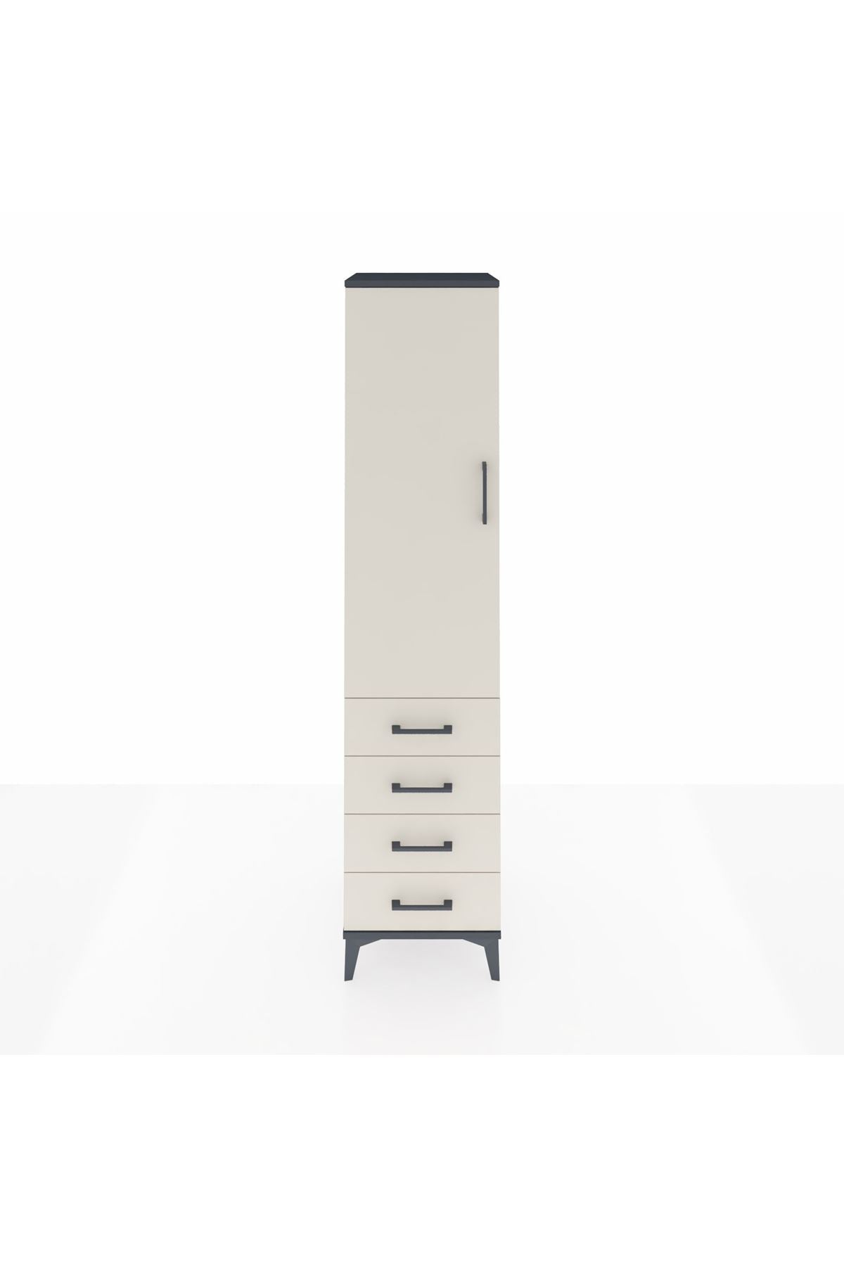 Hyperion Dolap 2 Raflı 4 Çekmeceli Tek Askılı 44x44x195 Antrasit-Aytaşı