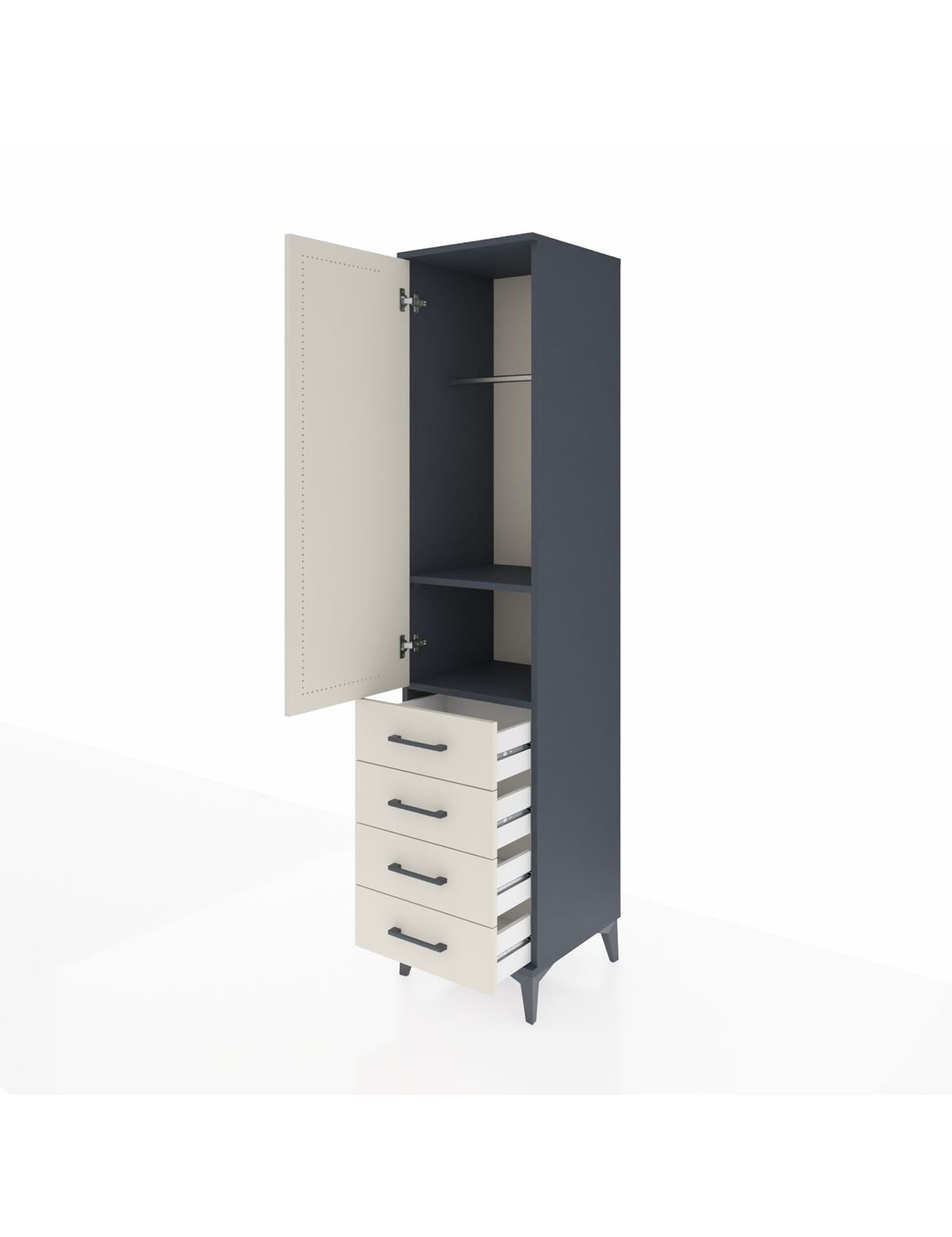 Hyperion Dolap 2 Raflı 4 Çekmeceli Tek Askılı 44x44x195 - S58M074V4B