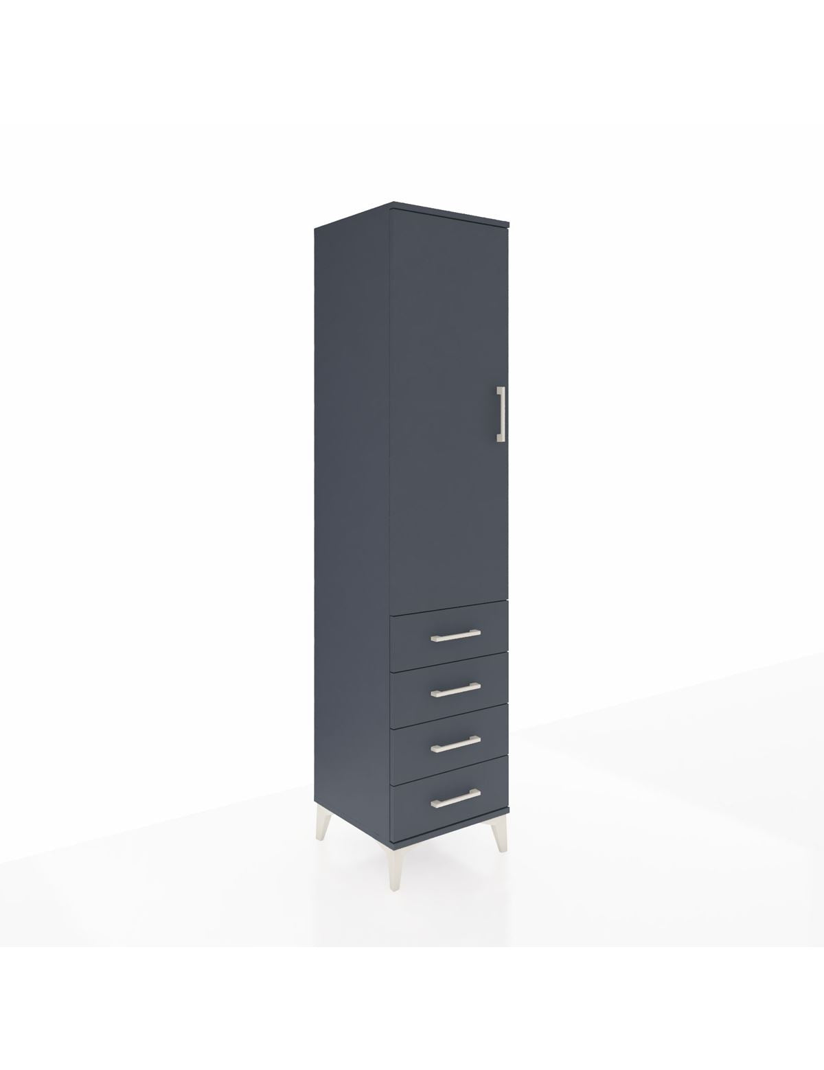 Hyperion Dolap 2 Raflı 4 Çekmeceli Tek Askılı 44x44x195 Antrasit-Antrasit