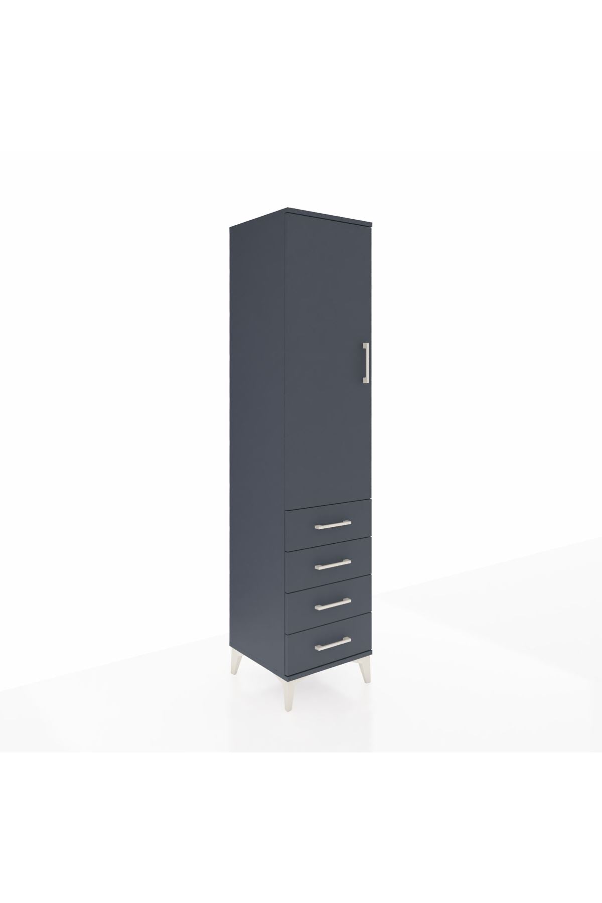 Hyperion Dolap 2 Raflı 4 Çekmeceli Tek Askılı 44x44x195 Antrasit-Antrasit