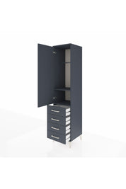 Hyperion Dolap 2 Raflı 4 Çekmeceli Tek Askılı 44x44x195 Antrasit-Antrasit