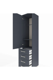 Hyperion Dolap 2 Raflı 4 Çekmeceli Tek Askılı 44x44x195 Antrasit-Antrasit