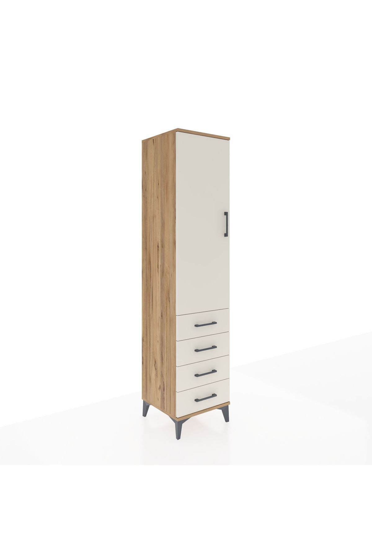 Hyperion Dolap 2 Raflı 4 Çekmeceli Tek Askılı 44x44x195 Çam-Aytaşı