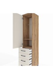 Hyperion Dolap 2 Raflı 4 Çekmeceli Tek Askılı 44x44x195 Çam-Aytaşı