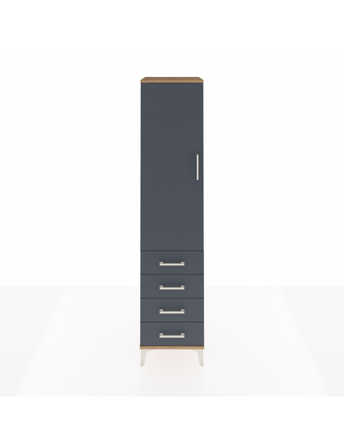 Hyperion Dolap 2 Raflı 4 Çekmeceli Tek Askılı 44x44x195 Çam-Antrasit