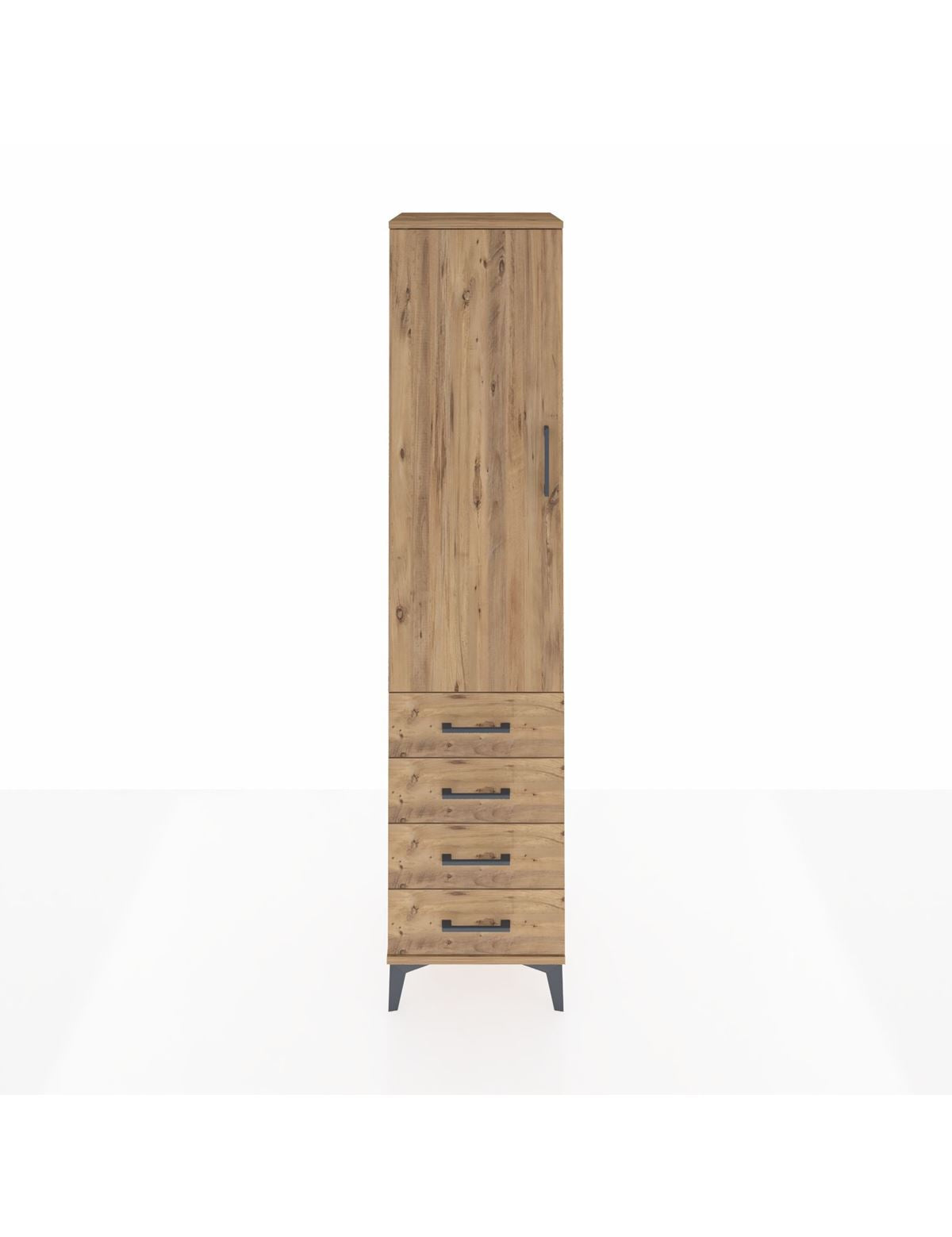 Hyperion Dolap 2 Raflı 4 Çekmeceli Tek Askılı 44x44x195 Çam-Çam