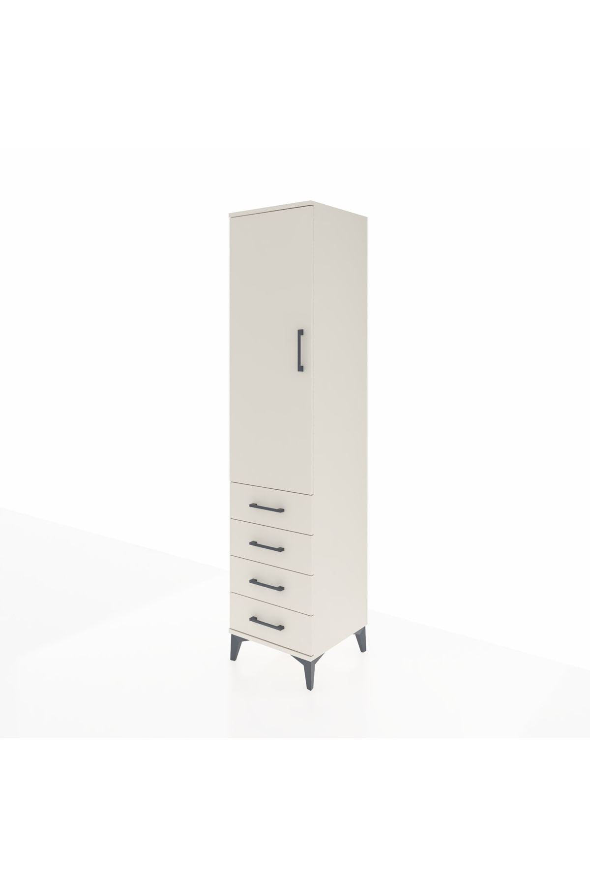 Hyperion Dolap 4 Raflı 4 Çekmeceli Tek Kapaklı 44x44x195 Aytaşı-Aytaşı