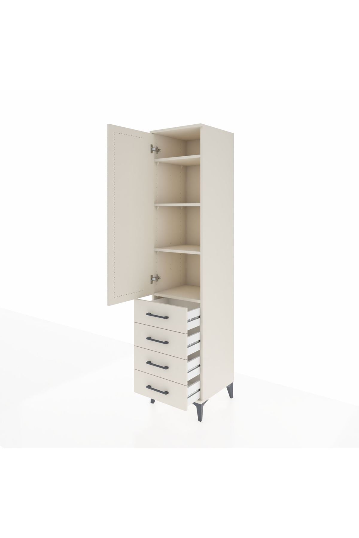 Hyperion Dolap 4 Raflı 4 Çekmeceli Tek Kapaklı 44x44x195 Aytaşı-Aytaşı