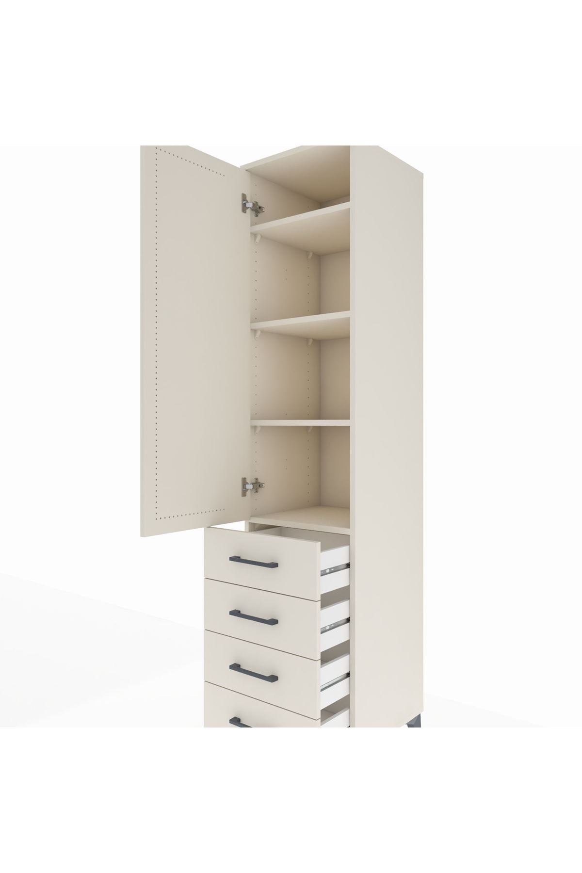 Hyperion Dolap 4 Raflı 4 Çekmeceli Tek Kapaklı 44x44x195 Aytaşı-Aytaşı