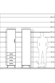 Hyperion Dolap 4 Raflı 4 Çekmeceli Tek Kapaklı 44x44x195 Aytaşı-Aytaşı