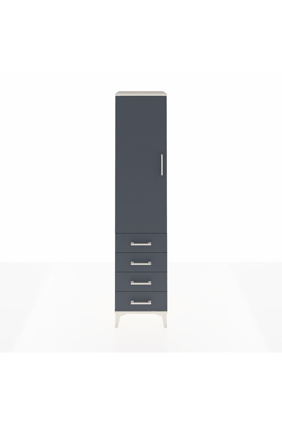 Hyperion Dolap 4 Raflı 4 Çekmeceli Tek Kapaklı 44x44x195 Aytaşı-Antrasit