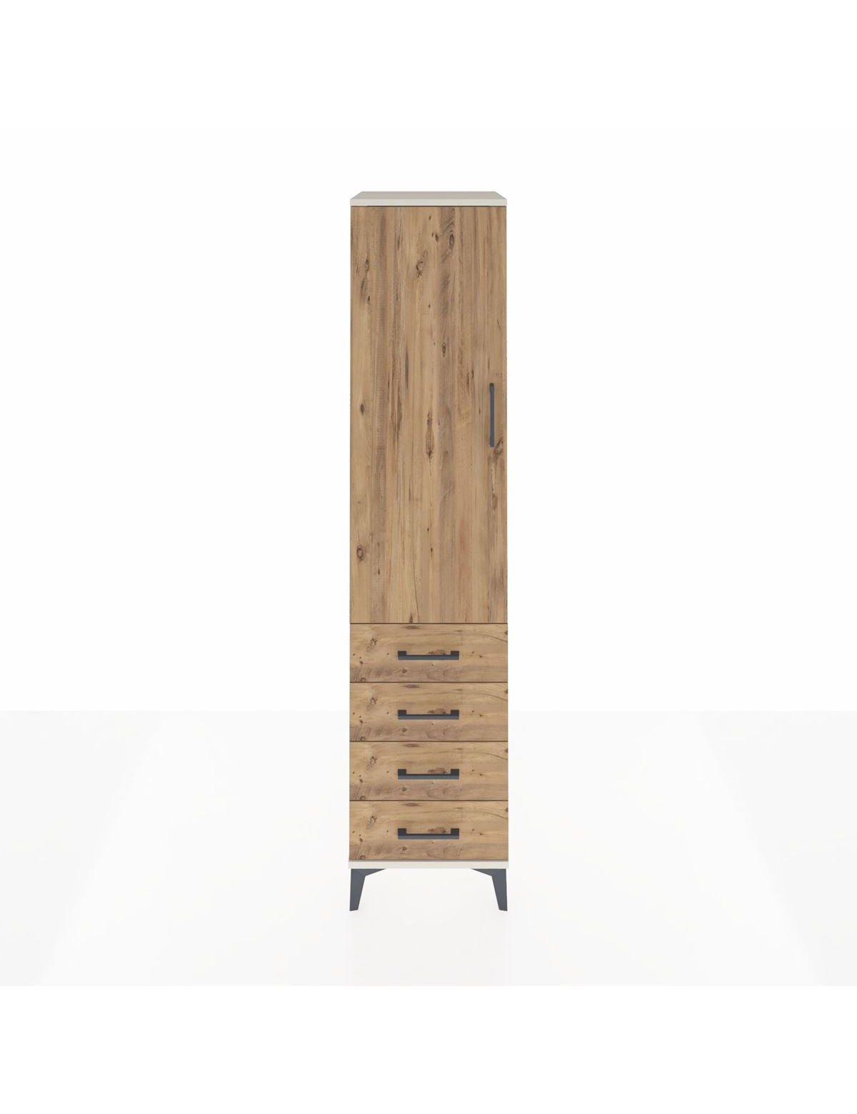 Hyperion Dolap 4 Raflı 4 Çekmeceli Tek Kapaklı 44x44x195 Aytaşı-Çam