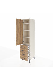 Hyperion Dolap 4 Raflı 4 Çekmeceli Tek Kapaklı 44x44x195 Aytaşı-Çam