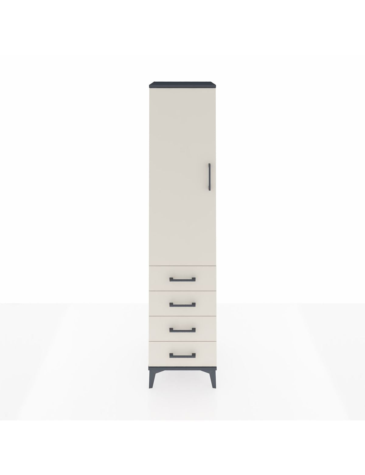 Hyperion Dolap 4 Raflı 4 Çekmeceli Tek Kapaklı 44x44x195 Antrasit-Aytaşı