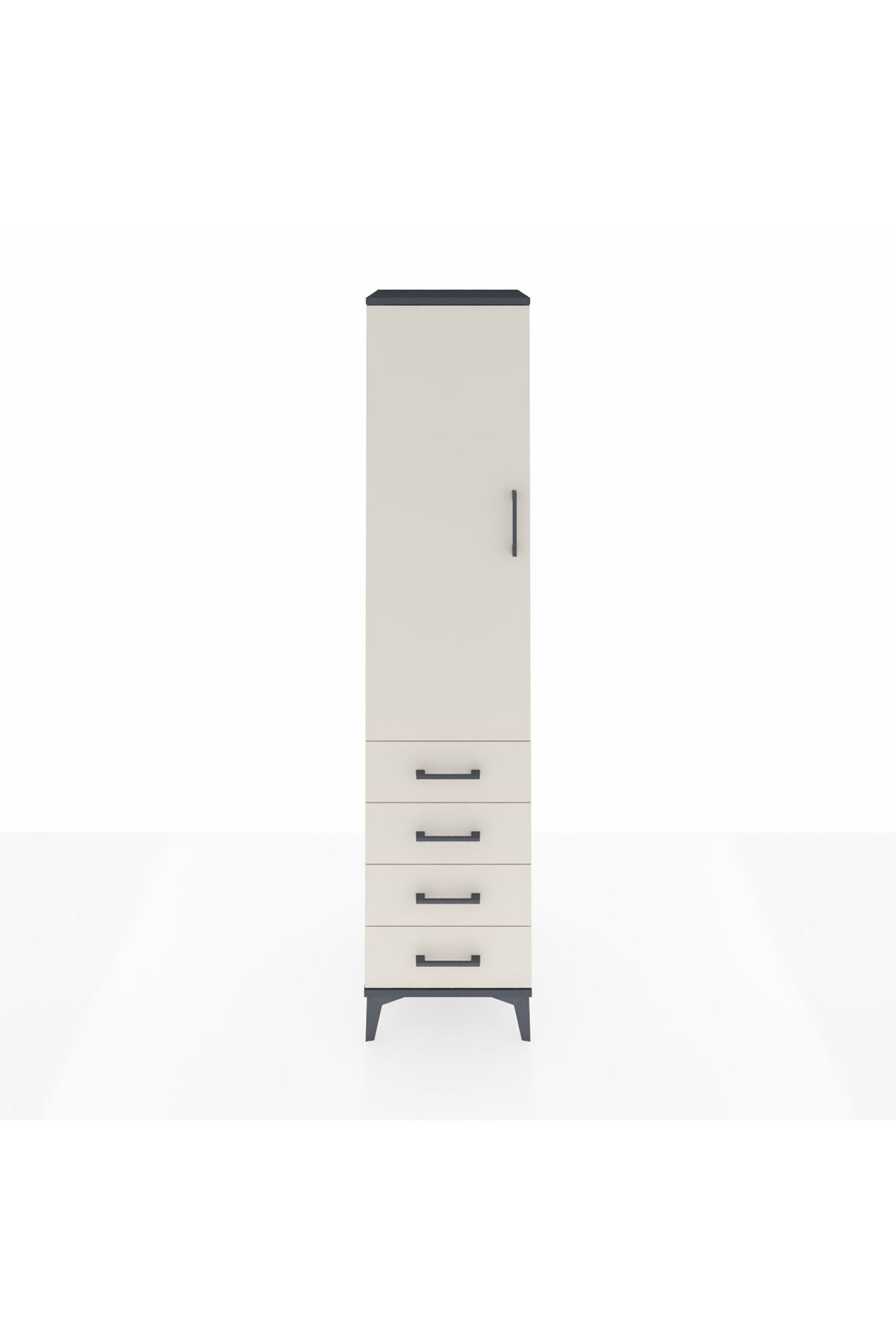 Hyperion Dolap 4 Raflı 4 Çekmeceli Tek Kapaklı 44x44x195 Antrasit-Aytaşı