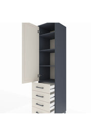 Hyperion Dolap 4 Raflı 4 Çekmeceli Tek Kapaklı 44x44x195 Antrasit-Aytaşı