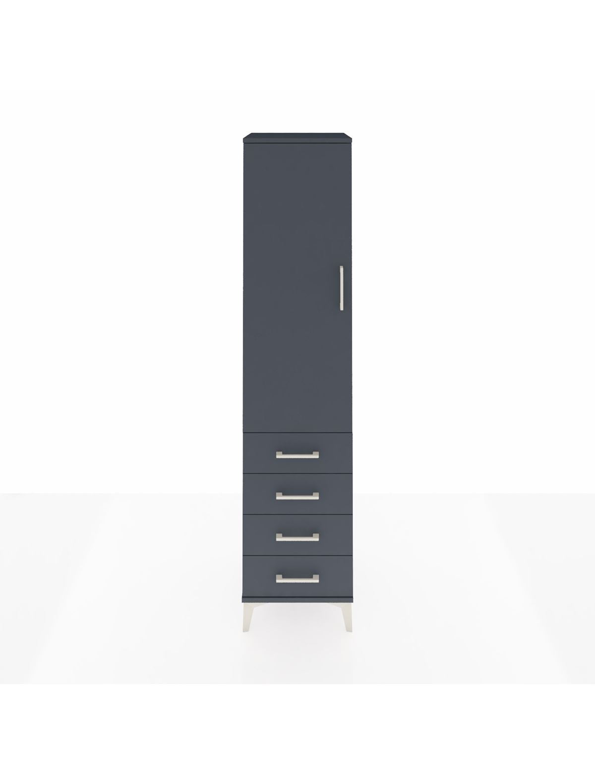 Hyperion Dolap 4 Raflı 4 Çekmeceli Tek Kapaklı 44x44x195 Antrasit-Antrasit