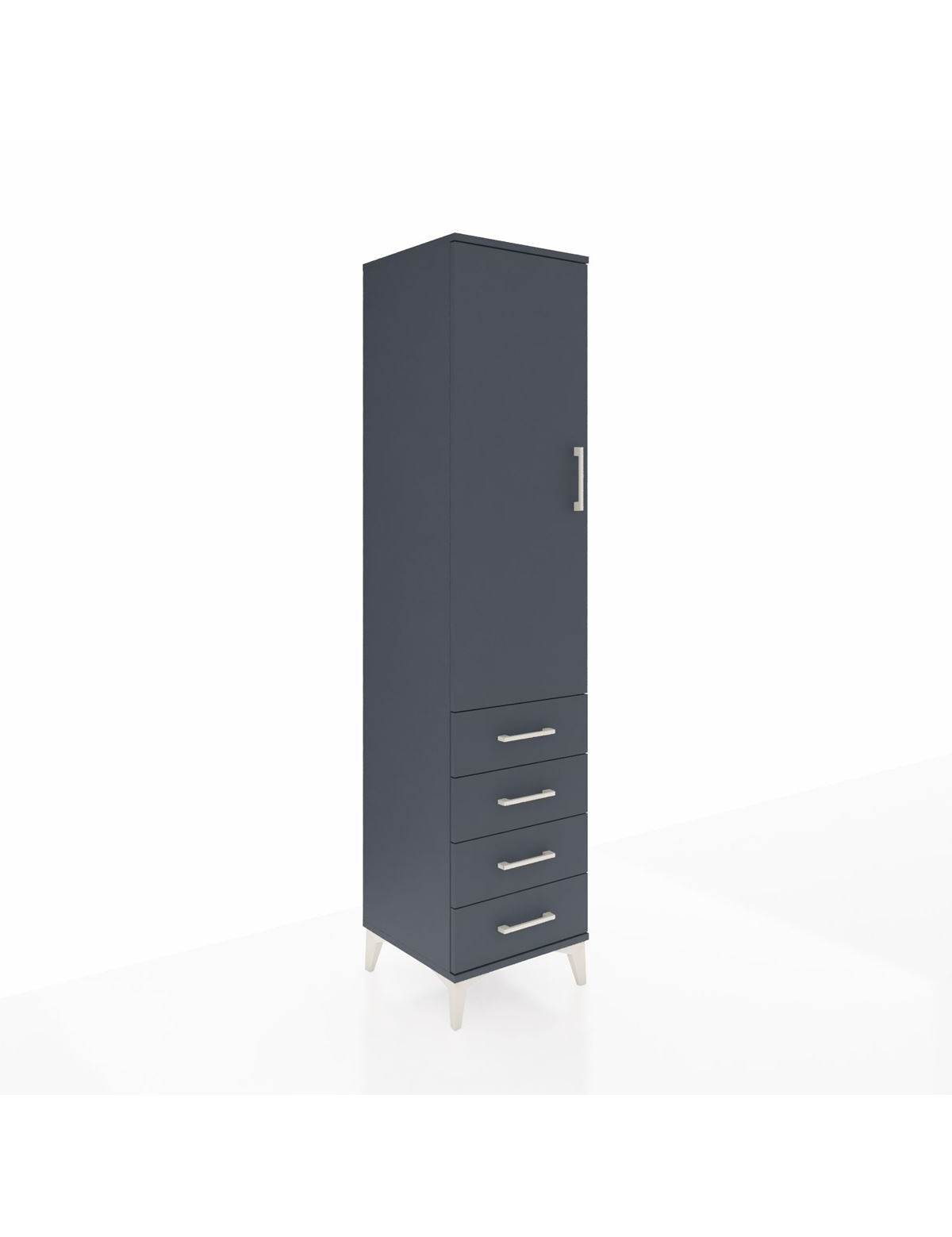 Hyperion Dolap 4 Raflı 4 Çekmeceli Tek Kapaklı 44x44x195 Antrasit-Antrasit