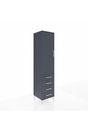 Hyperion Dolap 4 Raflı 4 Çekmeceli Tek Kapaklı 44x44x195 Antrasit-Antrasit