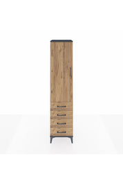 Hyperion Dolap 4 Raflı 4 Çekmeceli Tek Kapaklı 44x44x195 Antrasit-Çam