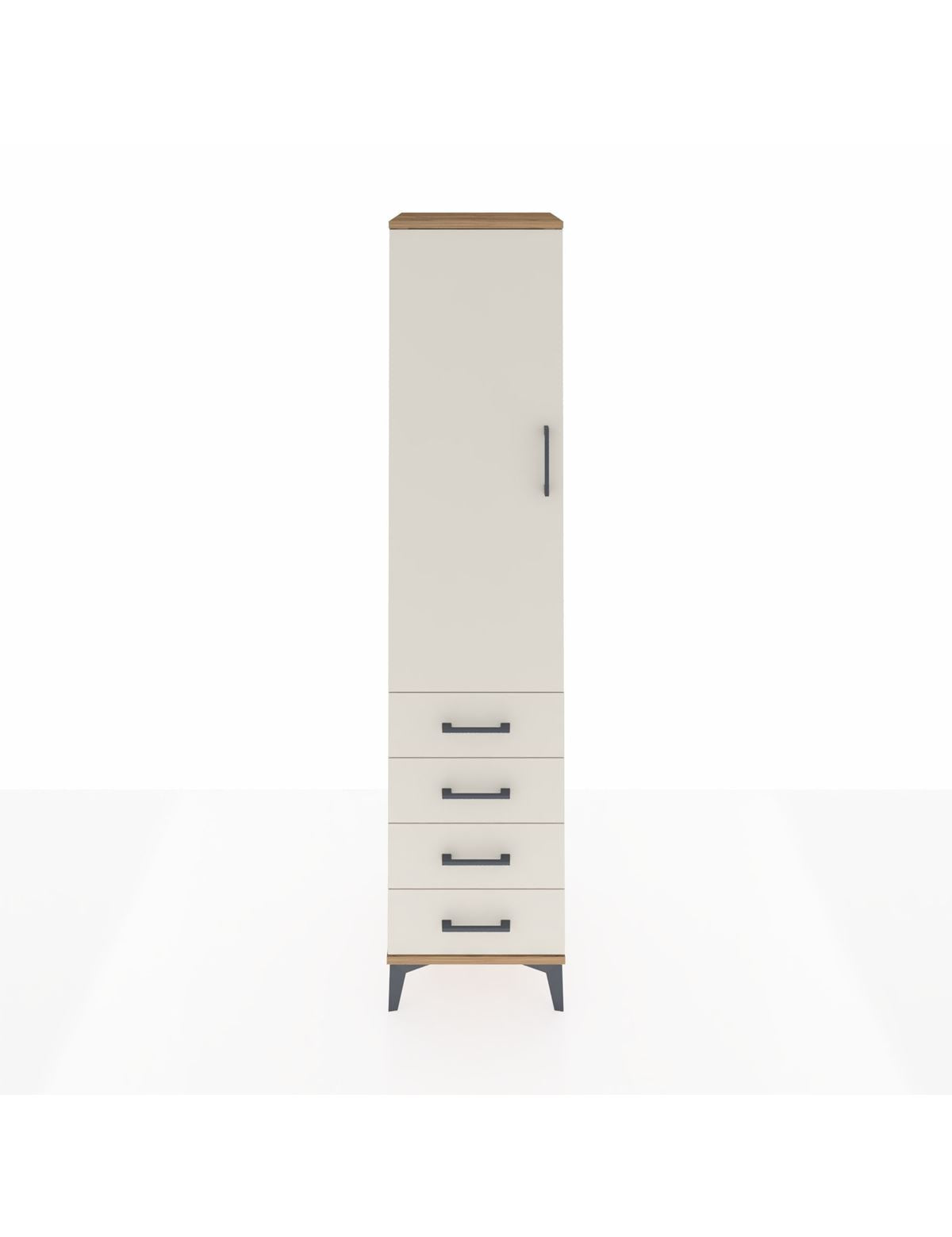 Hyperion Dolap 4 Raflı 4 Çekmeceli Tek Kapaklı 44x44x195 Çam-Aytaşı