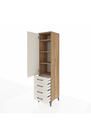 Hyperion Dolap 4 Raflı 4 Çekmeceli Tek Kapaklı 44x44x195 Çam-Aytaşı