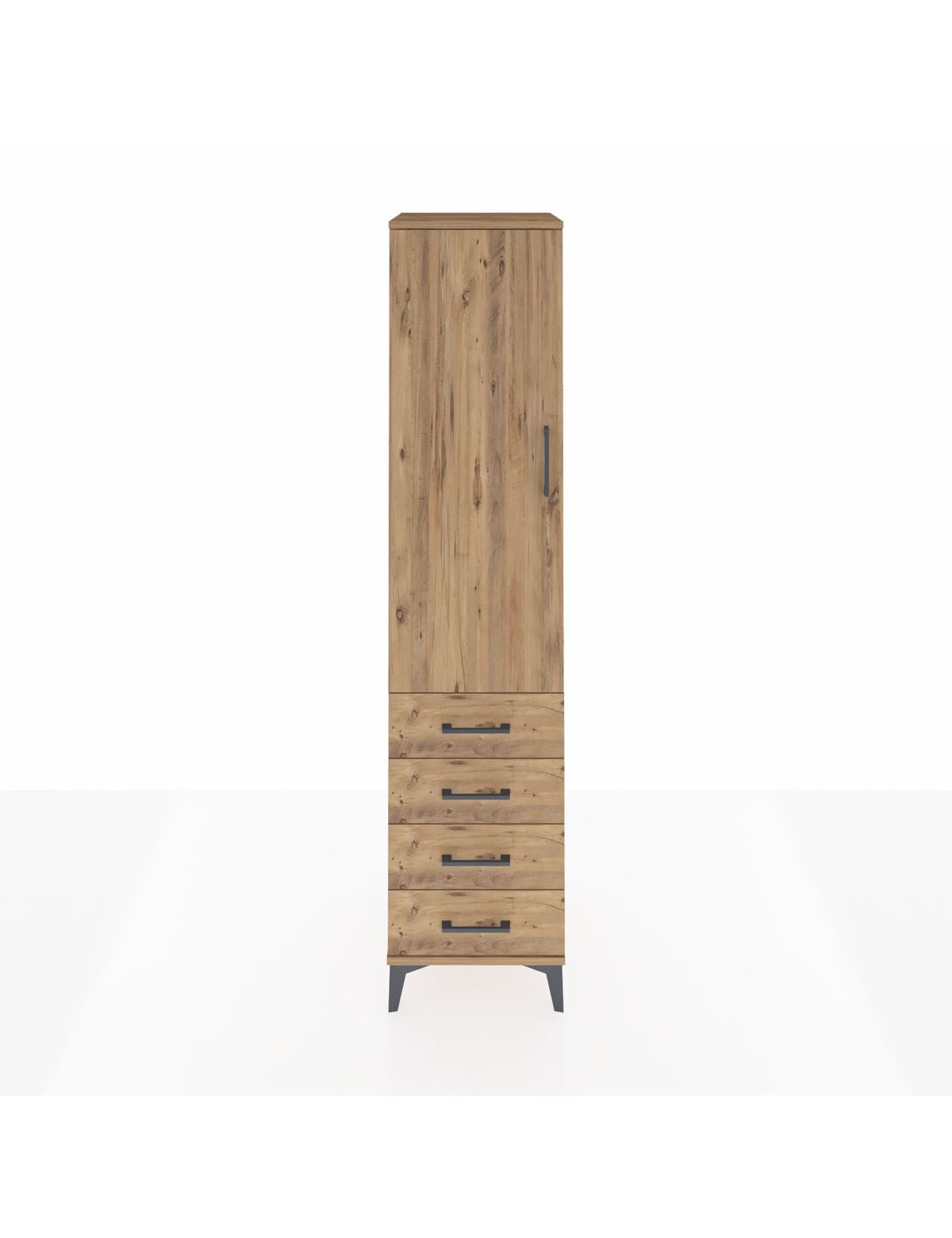 Hyperion Dolap 4 Raflı 4 Çekmeceli Tek Kapaklı 44x44x195 Çam-Çam