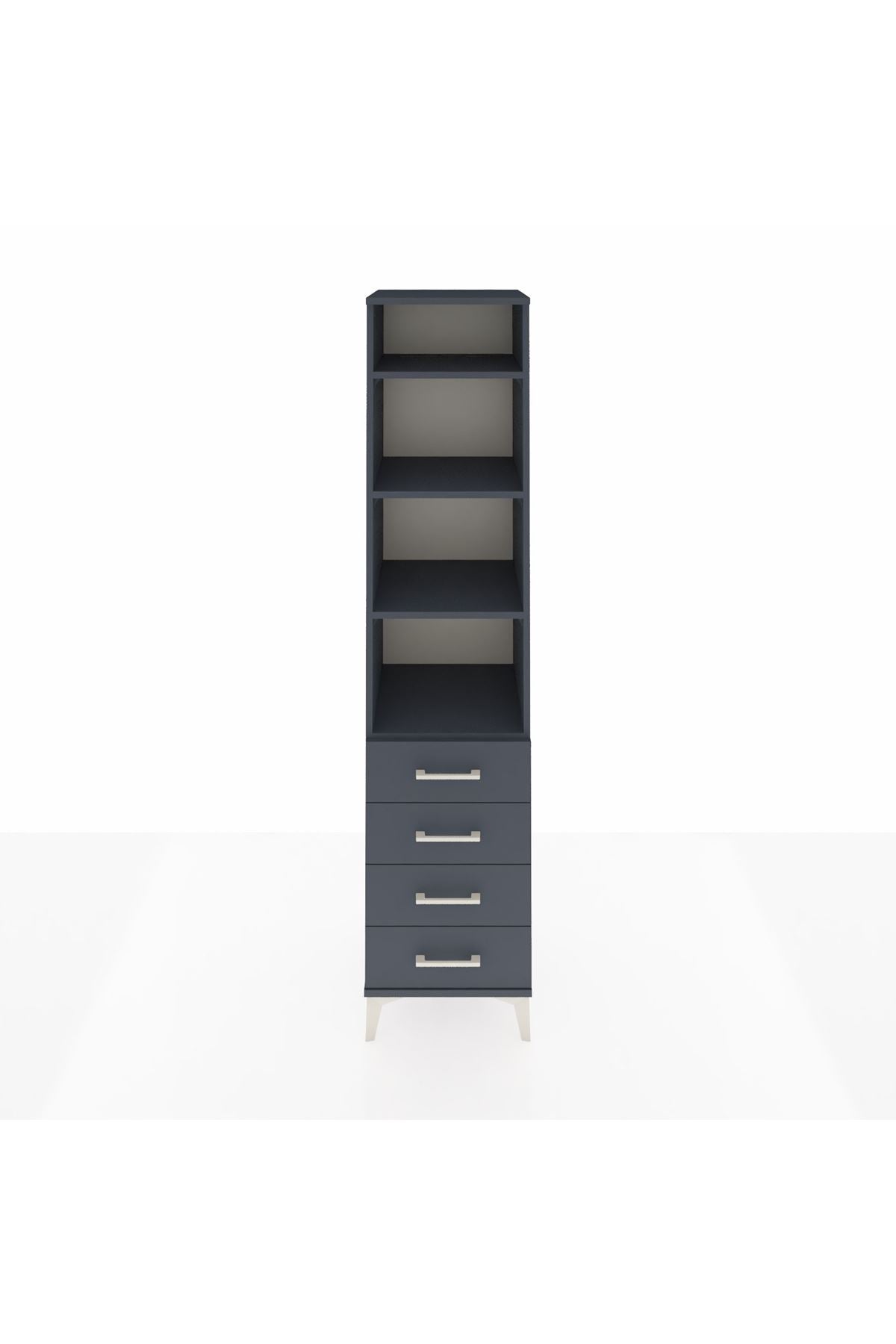 Hyperion Dolap 4 Raflı 4 Çekmeceli 44x44x195 Antrasit-Antrasit