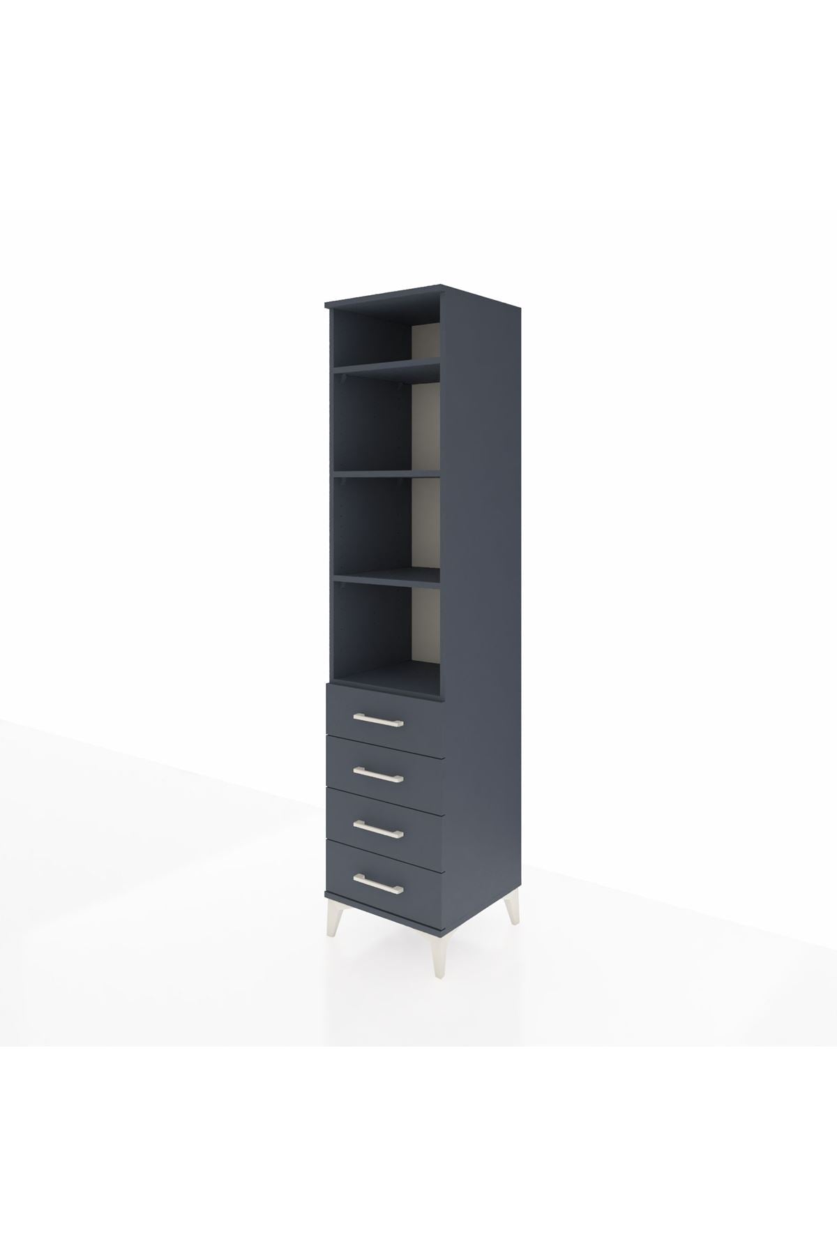 Hyperion Dolap 4 Raflı 4 Çekmeceli 44x44x195 Antrasit-Antrasit