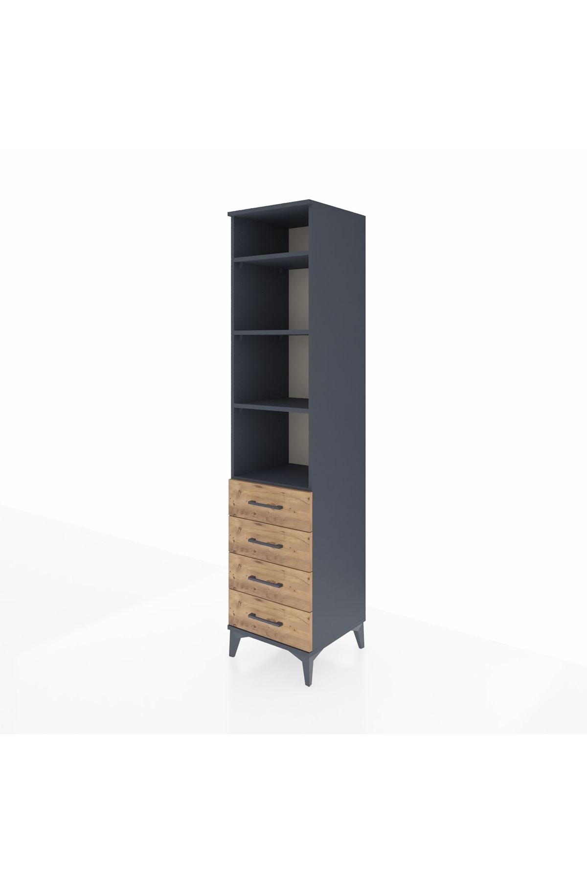 Hyperion Dolap 4 Raflı 4 Çekmeceli 44x44x195 Antrasit-Çam