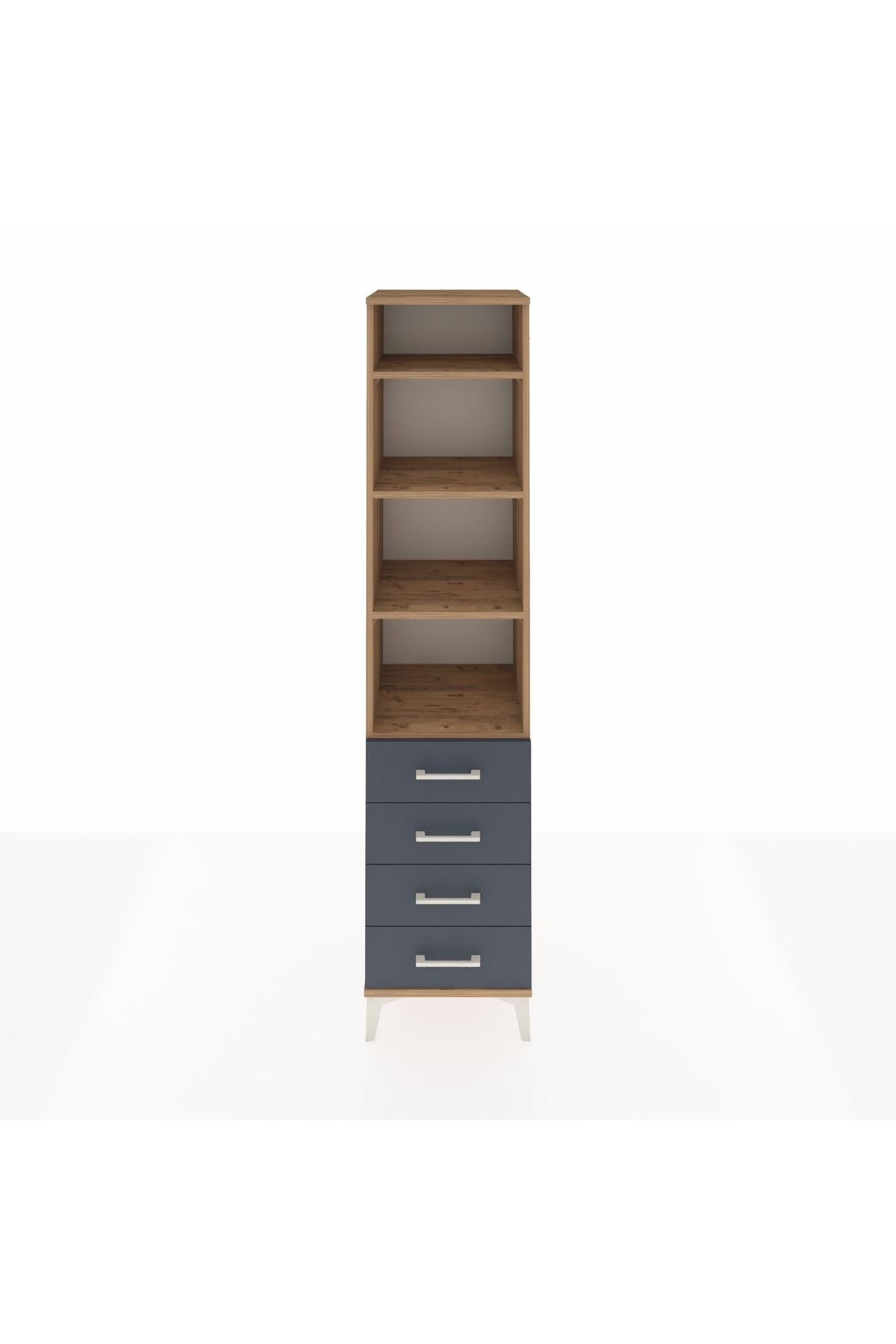 Hyperion Dolap 4 Raflı 4 Çekmeceli 44x44x195 Çam-Antrasit