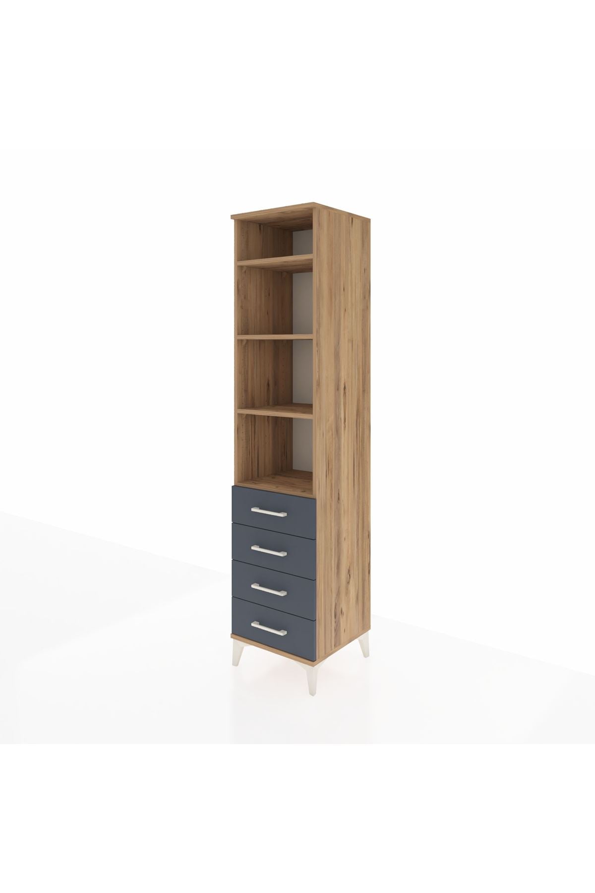 Hyperion Dolap 4 Raflı 4 Çekmeceli 44x44x195 Çam-Antrasit