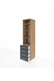 Hyperion Dolap 4 Raflı 4 Çekmeceli 44x44x195 Çam-Antrasit