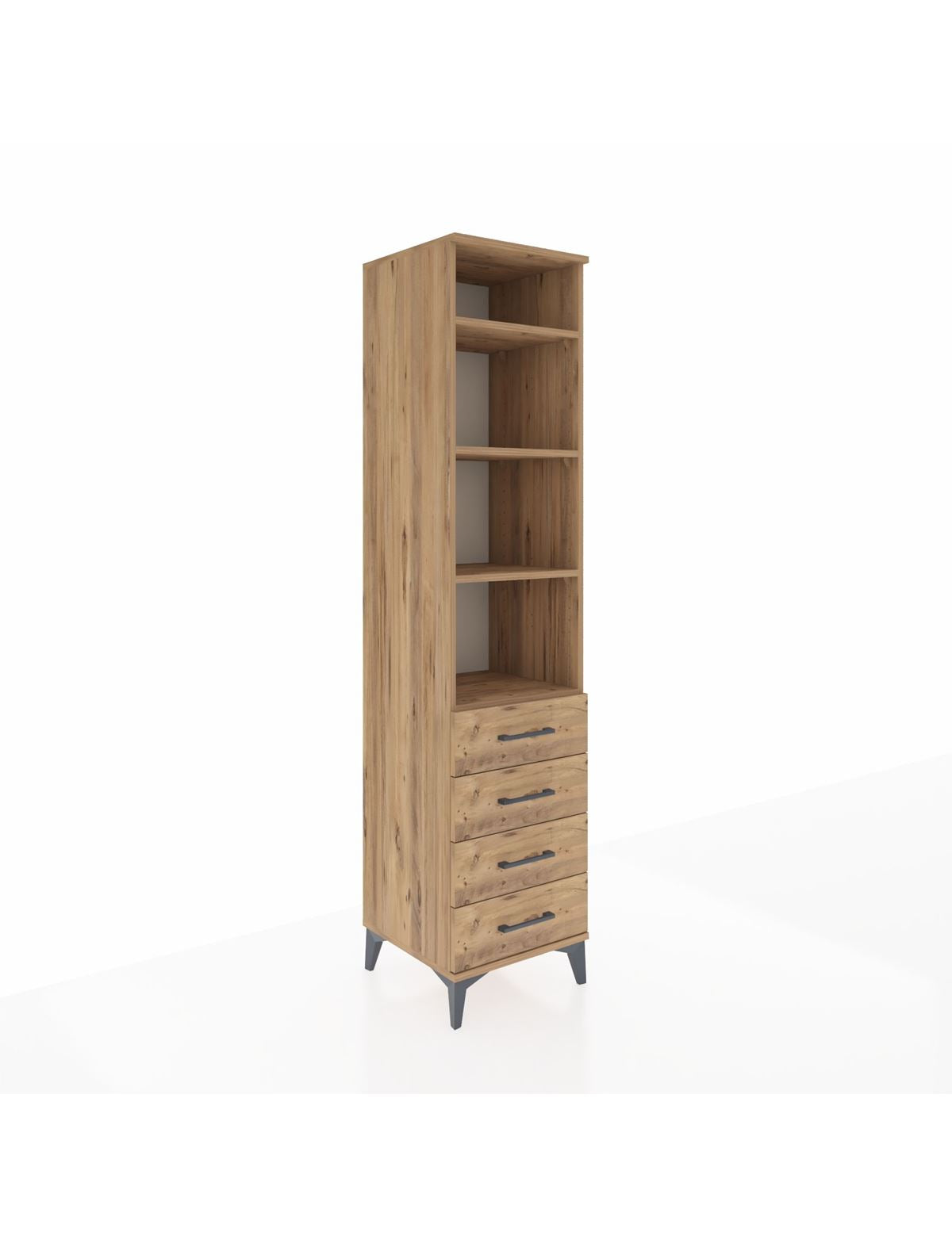 Hyperion Dolap 4 Raflı 4 Çekmeceli 44x44x195 Çam-Çam