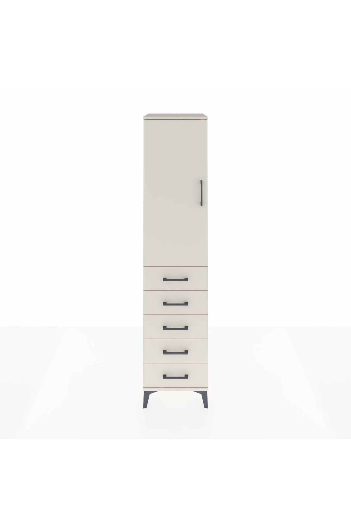 Hyperion Dolap Tek Raflı 5 Çekmeceli Tek Askılı 44x44x195 Aytaşı-Aytaşı