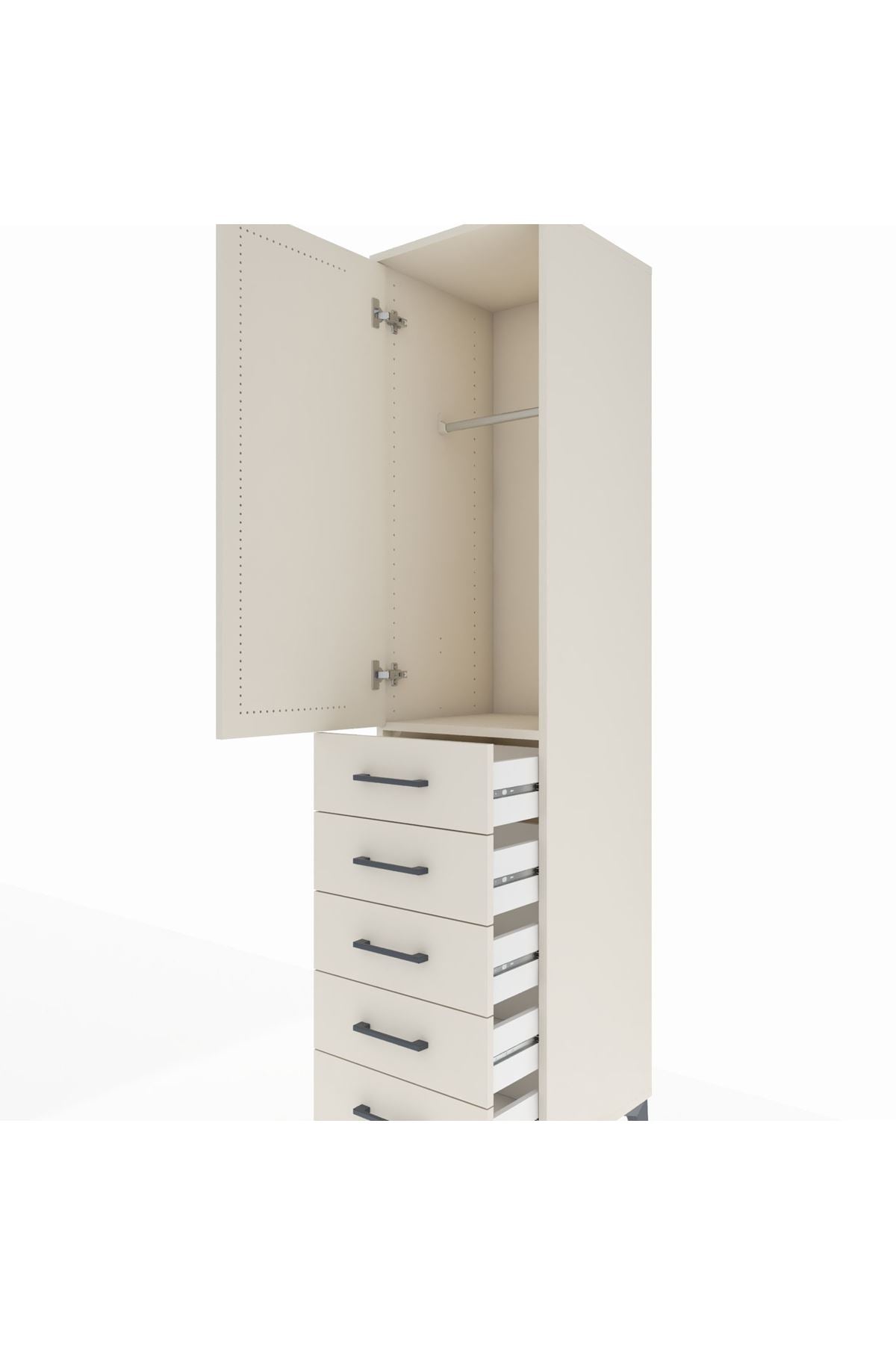 Hyperion Dolap Tek Raflı 5 Çekmeceli Tek Askılı 44x44x195 Aytaşı-Aytaşı