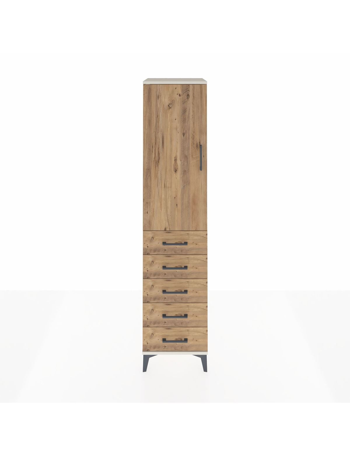 Hyperion Dolap Tek Raflı 5 Çekmeceli Tek Askılı 44x44x195 Aytaşı-Çam